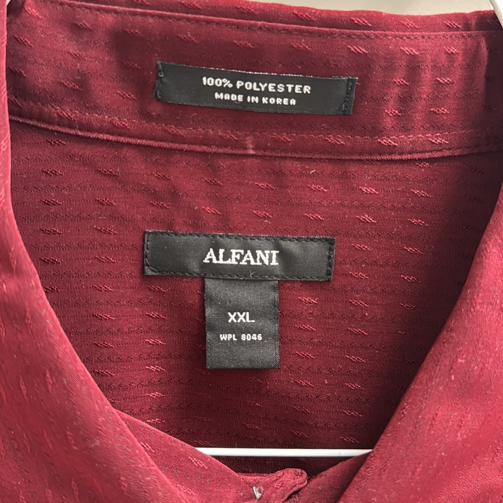 NWT Alfani Micotrend Men XXL Long Sleeve Button Down Burgundy Color Dress Shirt - Picture 7 of 14